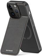 DUX DUCIS RAFI MAG szilikon telefonvédő (kitámasztó, bankkártya tartó, RFID védelem, Magsafe kompatibilis) FEKETE - Apple iPhone 15 Pro