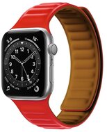 Pótszíj (egyedi méret, szilikon, bőr hatású, 3D minta, mágneses zár) PIROS - Apple Watch Series 7 45mm,Apple Watch Series 8 45mm,Apple Watch Series 9 45mm