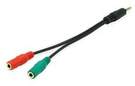 Equip kábel - 147943 (Audio elosztó, 3,5mm Jack, 2x anya/1x apa, fekete, 13cm)