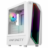 Spirit of Gamer Számítógépház - INFINITY White (fekete, ablakos, 8x12cm ventilátor, alsó táp, ATX, 1xUSB3.0, 2xUSB2.0)