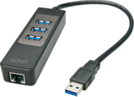 LINDY HUB USB 3.2 Gen1, 3x USB, 1x Gigabit Ethernet (RJ45)