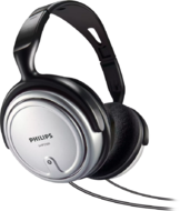 PHILIPS wired indoor TV headphones SHP2500/10 - 32Ohm, 40mm speakers, 95dB, 50mW, 6m cable, 3.5mm jack and 6.3mm adapter