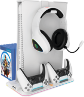 CANYON CS-5, PS5 Charger stand, with RGB light, 315*185*28mm, with 23CM+0.5cm cable, 475±10g, White