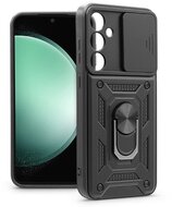Haffner HF259678 Samsung Galaxy S23 FE Slide Armor fekete ütésálló hátlap gyűrűvel és kameravédővel