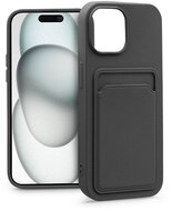 Haffner PT-6841 Apple iPhone 15 Card Case fekete szilikon hátlap kártyatartóval