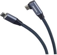 PREMIUMCORD Kábel USB 3.2 Gen 2, 90° fokos, 20Gbit/s, 5A, 100W, C - C, M/M, 1m, szürke