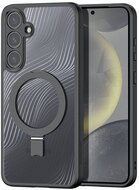 DUX DUCIS AIMO műanyag telefonvédő (ütésállóság, szilikon keret, kameravédő, MagSafe, kitámasztó, hullám) FEKETE Samsung Galaxy S24 (SM-S921)