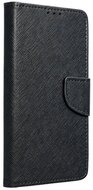 Tok álló, bőr hatású (FLIP, oldalra nyíló, asztali tartó, kártyazseb, textil hatás) FEKETE Samsung Galaxy S23 FE (SM-S711)