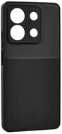 Műanyag telefonvédő (szilikon keret, ütésállóság, mágneses, bőr hatású hátlap, csíkos) FEKETE Xiaomi Redmi Note 13 5G