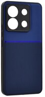 Műanyag telefonvédő (szilikon keret, ütésállóság, mágneses, bőr hatású hátlap, csíkos) SÖTÉTKÉK Xiaomi Poco X6 5G Xiaomi Redmi Note 13 Pro 5G