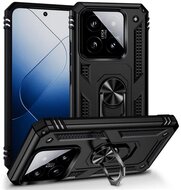 Defender műanyag telefonvédő (ütésállóság, szilikon belső, tartógyűrű, kameravédő) FEKETE Xiaomi 14 5G