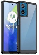 Műanyag telefonvédő (szilikon keret, ütésállóság, átlátszó hátlap) FEKETE Motorola Moto G04 Motorola Moto G24