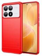 MOFI szilikon telefonvédő (ütésállóság, légpárnás sarok, szálcsiszolt, karbon minta) PIROS Xiaomi Poco X6 Pro 5G