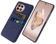 Műanyag telefonvédő (ütésállóság, kártyatartó, textil hatás) SÖTÉTKÉK OnePlus 12R 5g