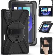 Defender műanyag telefonvédő (ütésállóság, kitámasztó, 360° + kézpánt, vállpánt) FEKETE Xiaomi Pad 6