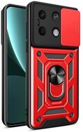 Defender műanyag telefonvédő (ütésállóság, szilikon belső, tartógyűrű, kameravédő) PIROS Xiaomi Redmi Note 13 5G