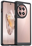 Műanyag telefonvédő (szilikon keret, ütésállóság, átlátszó hátlap) FEKETE OnePlus 12R 5g
