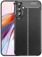Szilikon telefonvédő (ütésállóság, bőr hatású, varrás minta) FEKETE Samsung Galaxy A35 5G (SM-A356)