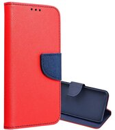 Tok álló, bőr hatású (FLIP, oldalra nyíló, asztali tartó, kártyazseb, textil hatás) PIROS/KÉK Xiaomi Redmi Note 12 Pro Plus