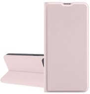 Tok álló, bőr hatású (FLIP, szilikon belső, oldalra nyíló, asztali tartó, kártyazseb) BABARÓZSASZÍN - Xiaomi Poco C65 / Xiaomi Redmi 13C