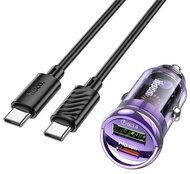 HOCO Z53A autós töltő USB+Type-C aljzat (30W, PD gyorstöltő + Type-C kábel) LILA