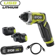 Ryobi 4V USB Lithium csavarbehajtó, 2x adapter, 1x 2,0Ah akkumulátor, töltő - RSD4-120T