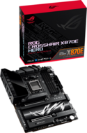 ASUS ROG CROSSHAIR X870E HERO AM5 ATX gaming MB - AMD X870E 4xDIMM DDR5 5xM.2 1xSlimSAS 4xSATA PCIe 5.0 5Gb + 2.5Gb Ethernet WiFi 7 + Bluetooth 1xHDMI 2xUSB4 40Gbps ports (USB Type-C) with Aura Sync