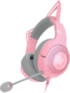 Kraken Kitty V2 - Pink, Gaming headset, Kitty Ears, Stream Reactive Lighting, HyperClear Cardioid Mic, 40 mm TriForce Drivers, Built into the earcups microphone, Razer Chroma RGB (Ear and Earcups), Surround sound: Only available on Windows 10 64-bit