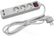 Entac ESE1.5G3-1.5-SW-USB elosztó 3 foglalat kapcsolóval 1,5m 3g1,5 2 usb