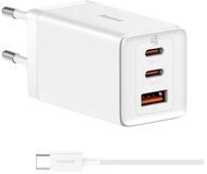 BASEUS hálózati töltő USB+2 Type-C aljzat (65W, PD gyorstöltő + Type-C kábel) FEHÉR