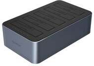 Orico HDD/SSD Dokkoló - ORICO-6656C3-C-EU-GY-BP (5x3,5" HDD, USB-C to USB-A, Klón funkció, Max.: 100TB, fekete)