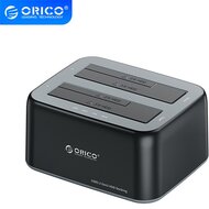 Orico HDD/SSD Dokkoló - 6829C3-V1-EU-BK (2x 2,5"/3,5" HDD/SSD -> USB-A, Max.: 36TB, fekete)