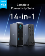ANKER USB HUB Docking Station, , Prime 14-in-1, 160W,Dual Display, 2x 4K HDMI, USB-C 10Gbps, szürke - A83B63A1