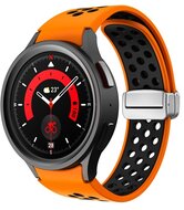 Mybandz 41719 lélegző mágneszáras szilikon óraszíj galaxy watch 5-6-7 /narancs-fekete 20mm