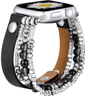 Mybandz 13457 apple watch gyöngyös bőróraszíj- fekete /40/41 és 42 mm
