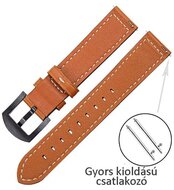 Mybandz 22SKU4548 elegáns bőróraszíj / barna - fekete csattal / 22mm