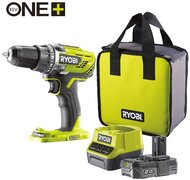 Ryobi 18V One Plus™ nagyteljesítményű fúrócsavarozó, 1x kétvégű bit, 1 x 2,0 Ah akku, RC18-120 töltő - R18DD3-120S