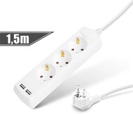 Delight hálózati elosztó 3 aljzat + 2xUSB 1.5m kapcsolós fehér (20201U)