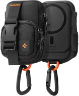 SPIGEN SNAP ZIP tok álló, vászon (univerzális, övre fűzhető, cipzár, 2 zseb, karabíner, MagSafe) FEKETE