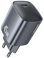 USAMS T66 hálózati töltő Type-C aljzat (45W, GaN, PD gyorstöltő) SÖTÉTSZÜRKE