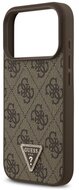 GUESS LEATHER 4G TRIANGLE STRASS MAGSAFE szilikon telefonvédő (bőr hatású hátlap, MagSafe) SÖTÉTBARNA Apple iPhone 17 Pro