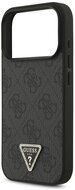 GUESS LEATHER 4G TRIANGLE STRASS MAGSAFE szilikon telefonvédő (bőr hatású hátlap, MagSafe) FEKETE Apple iPhone 17 Pro