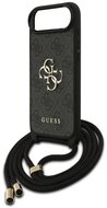 GUESS 4G BIG LOGO CORD STAP CROSSBODY műanyag telefonvédő (ütésállóság, bőr hatású hátlap + vállpánt) FEKETE Apple iPhone Air