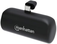 MANHATTAN Power Bank hordozható töltő és telefon állvány, 5000mAh, Beépített USB-C csatlakozóval, 10W, fekete