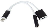 PREMIUMCORD Adapter Audio Lightning - 3,5mm Jack + USB-C töltéshez, M/F/F, 0,1m, fekete
