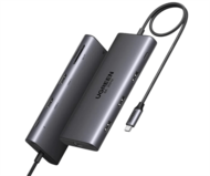 UGREEN Dokkoló állomás 10 az 1-ben, Dual Display, HDMI, Ethernet, 8K@30Hz, USB 3.0 HUB, 100W, SD card, szürke