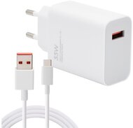 XIAOMI MDY-16-EF hálózati töltő USB aljzat (33W, PD gyorstöltő + Type-C kábel) FEHÉR