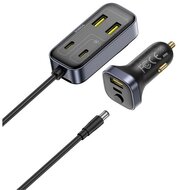 BASEUS BACKSEATPAL L1 autós töltő 3 USB+3 Type-C aljzat (110W, gyorstöltő, GaN, 150cm) FEKETE