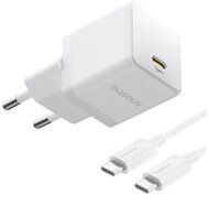 BASEUS PALM 1C hálózati töltő Type-C aljzat (20W, PD gyorstöltő 3.0 + Type-C kábel) FEHÉR