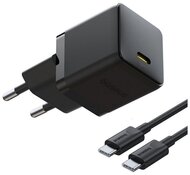 BASEUS PALM 1C hálózati töltő Type-C aljzat (20W, PD gyorstöltő 3.0 + Type-C kábel) FEKETE